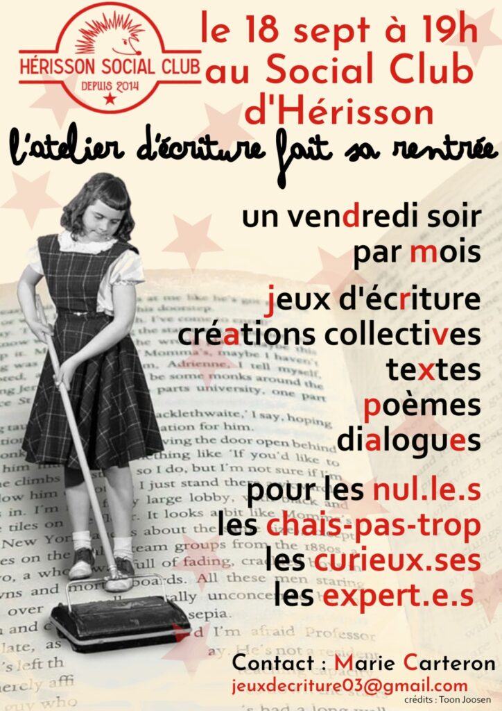 Rentrée de l’atelier d’écriture !